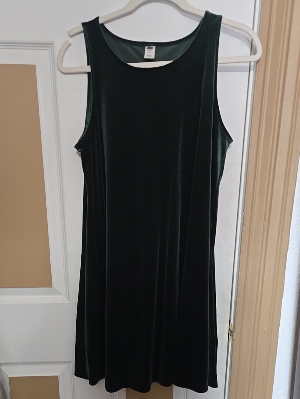 Sleeveless Velvet A-Line Dress - Dark Green